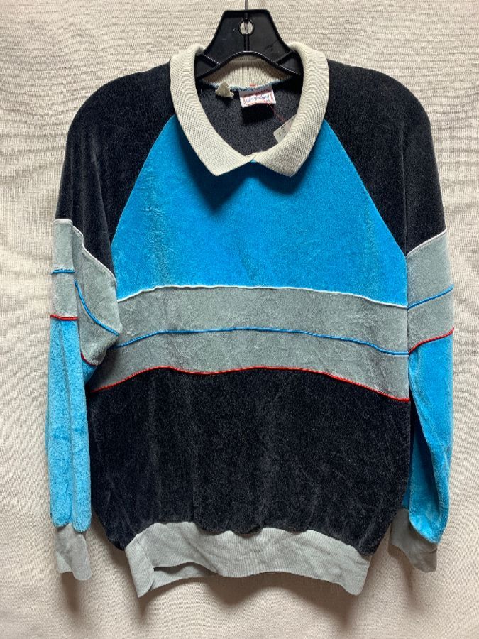Velour Collar Pullover Colorblock W/ Piping | Boardwalk Vintage