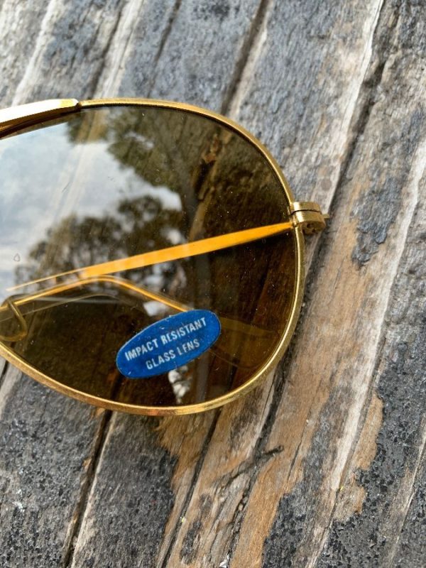 Brass Framed Deadstock Aviator Sunglasses Light Amber Lense | Boardwalk ...
