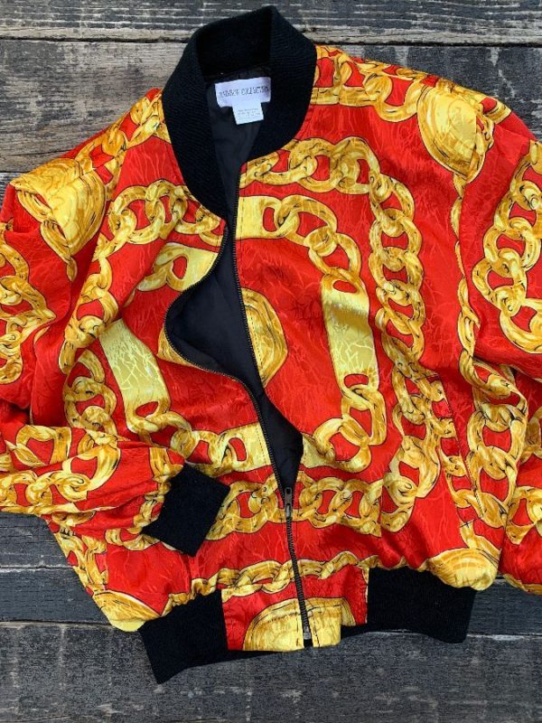 product details: AMAZING & RARE 1980S CHAIN PRINT ZIPUP BOMBER JACKET #CHANEL photo