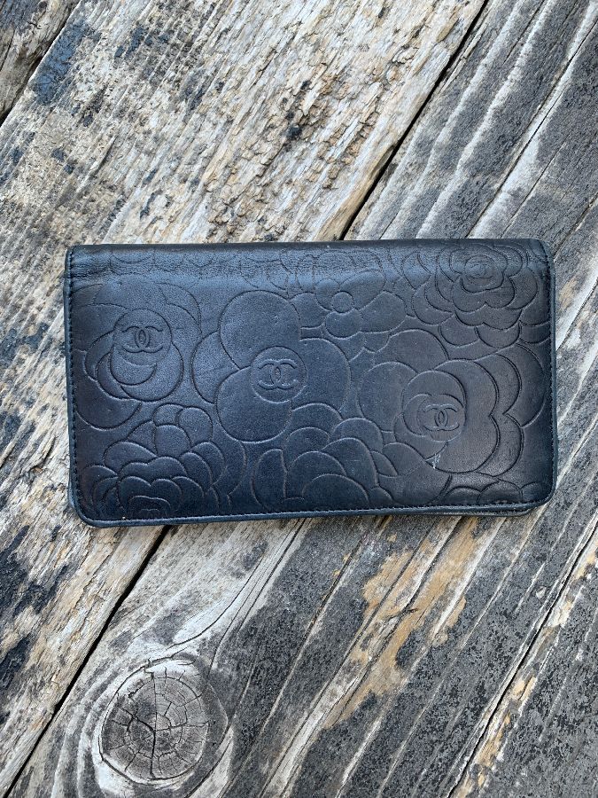 Leather Floral Embossed Chanel Wallet