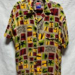 1990S MONTEREY JAZZ FEST 48 ALL OVER PRINT SHORT SLEEVE BUTTON DOWN RAYON  SHIRT