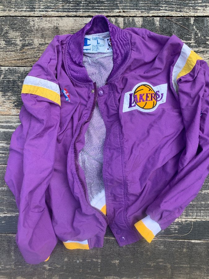 Vintage Champion Los Angeles Lakers Purple Warmup Jacket & Rip