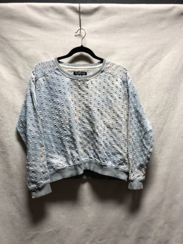 product details: DISTRESSED DENIM SWEATER photo