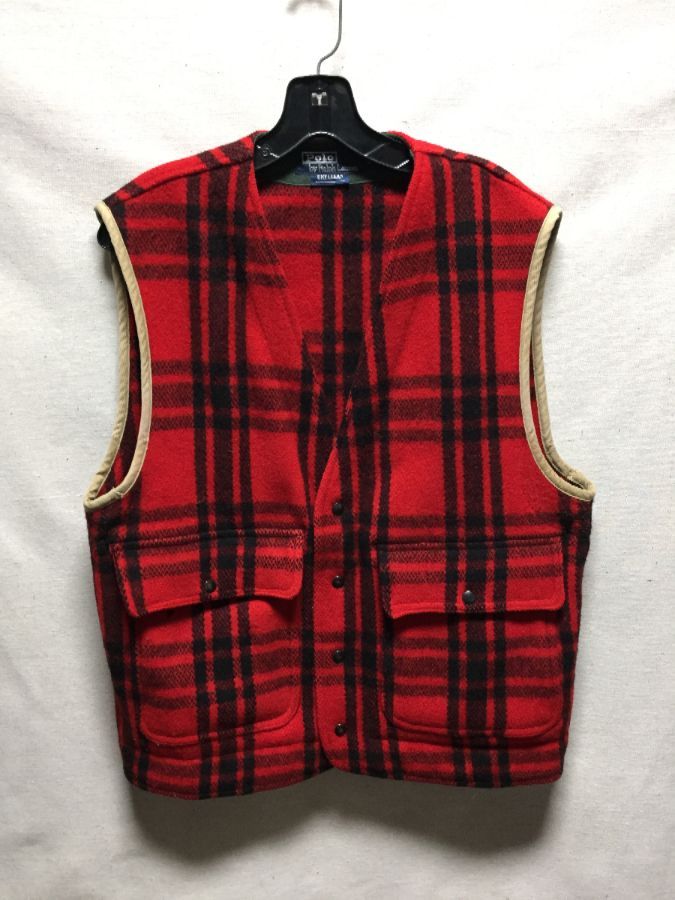 Heavy Polo Ralph Lauren Wool Plaid Vest With Khaki Twill Trim Inside ...