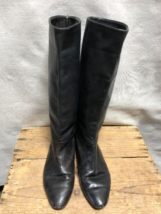 flat black leather boots