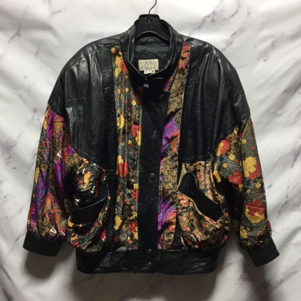 product details: 1980S LEATHER & SILK PATCHWORK JACKET photo