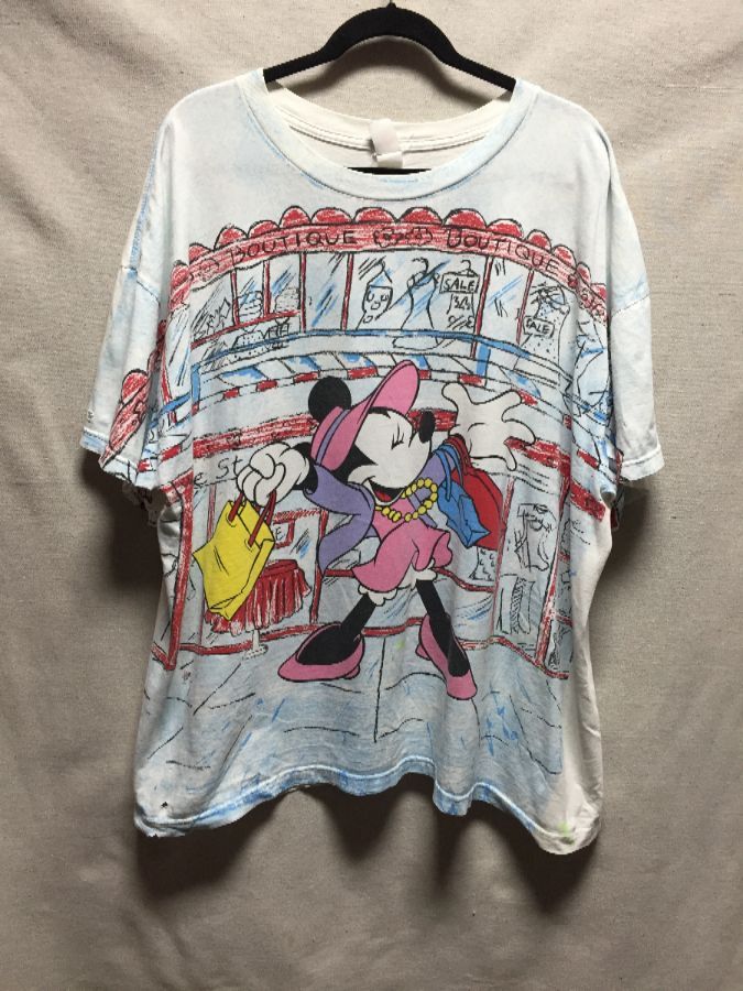 90s mickey and minnie mouse all over print tee shirt size xl