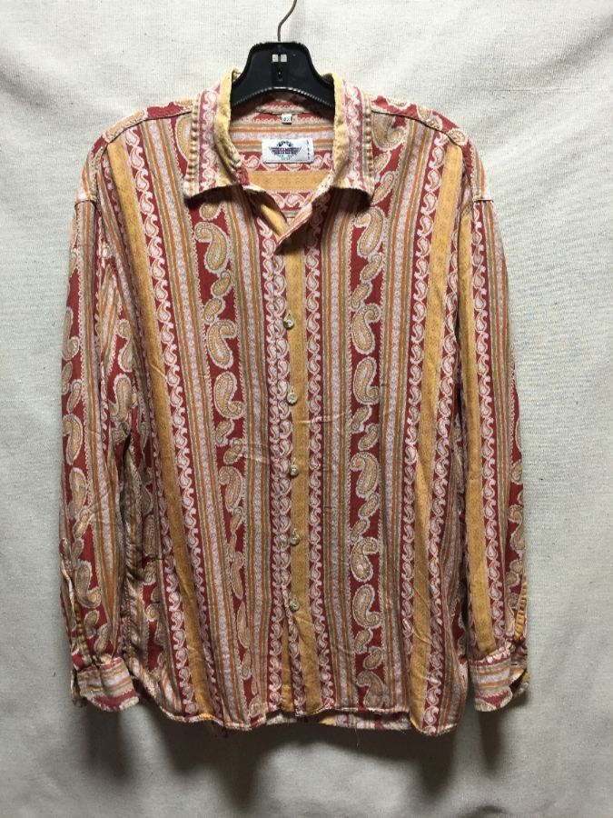 Vintage Paisley Button Up Shirt Combed Cotton | Boardwalk Vintage