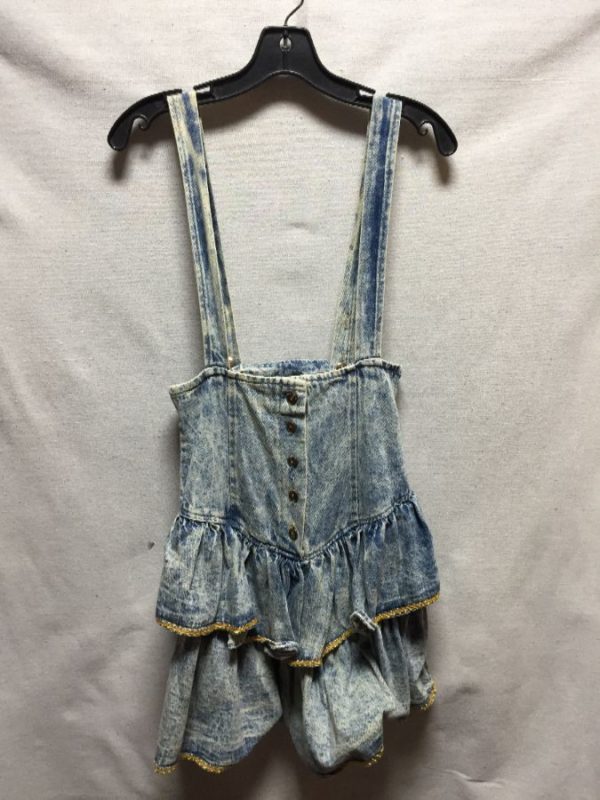 product details: 1980S ACID WASH SKIRT WITH GOLD TRIM DEADSTOCK WITH TAGS photo