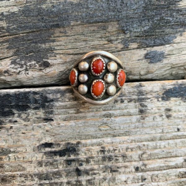 product details: STERLING SILVER & MULTI CORAL STONE RING *SIGNED  A.MTZ photo