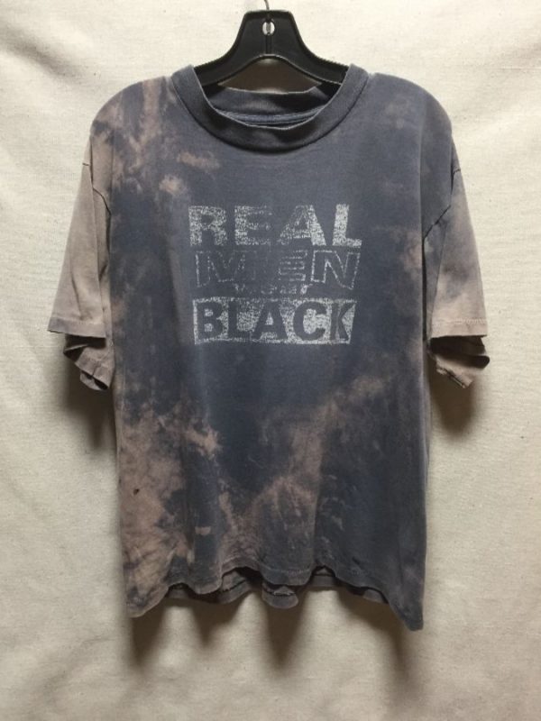 product details: DISTRESSED & BLEACHED TSHIRT REAL MEN WEAR BLACK SINGLE STITCHED AS-IS photo