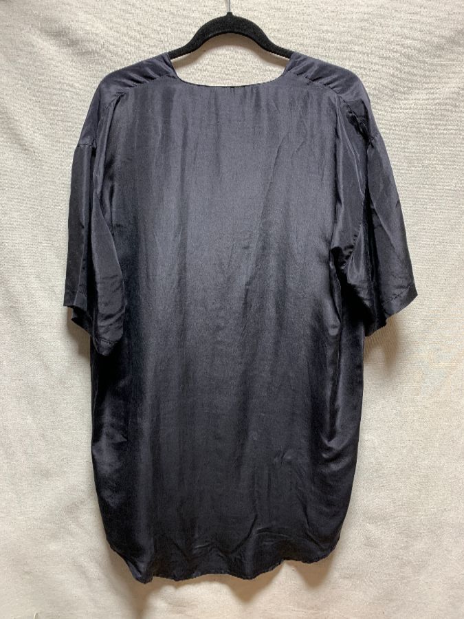 1980s Silk Oversized Blouse No Collar Front Triangle Pocket | Boardwalk ...