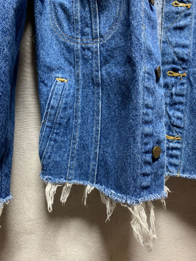 Cropped & Frayed Lee Denim Jacket *reconstructed As-is | Boardwalk Vintage