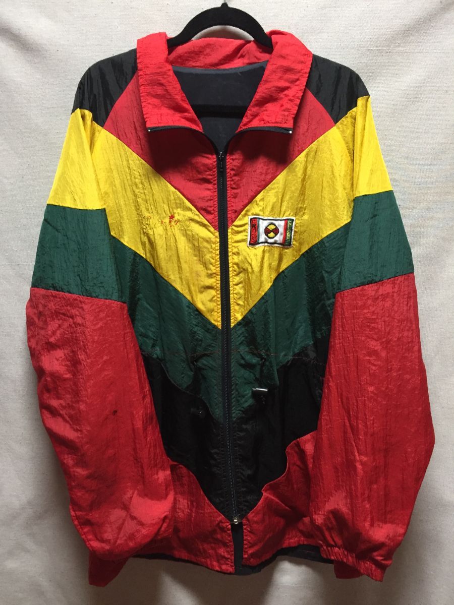 1980s Rasta Color Block Cross Colours Windbreaker Jacket | Boardwalk ...