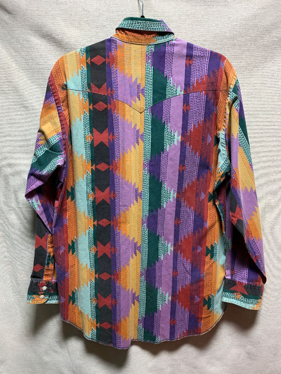 1990s Aztec Printed Long Sleeve Button Down Western Shirt | Boardwalk ...