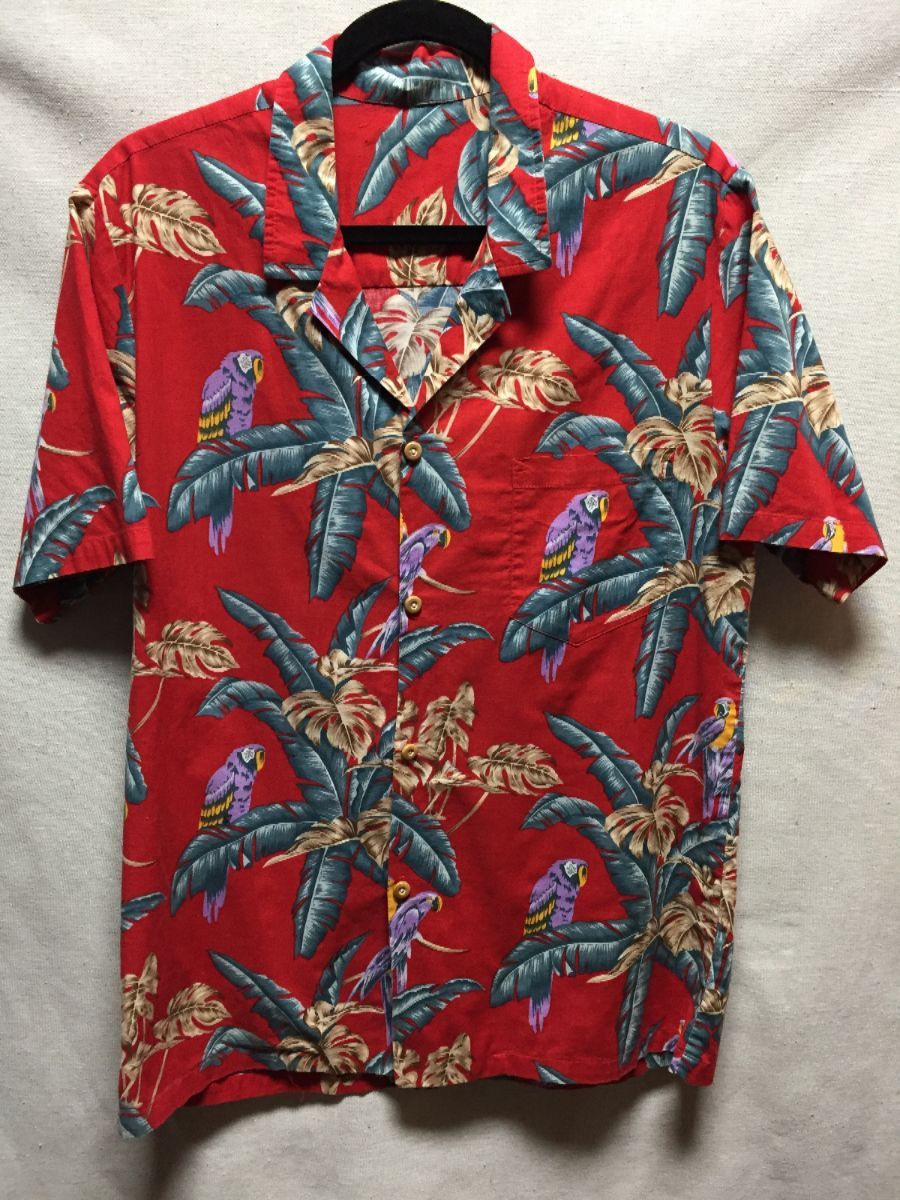 Classic Hawaiian Style Shirt With Macaw Parrots | Boardwalk Vintage