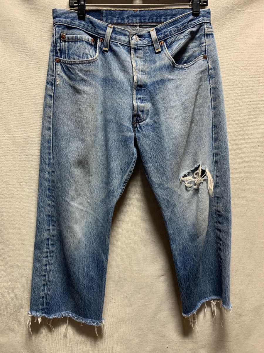 Distressed Levis 501 Cutoff Bottom Denim Jeans As-is | Boardwalk Vintage