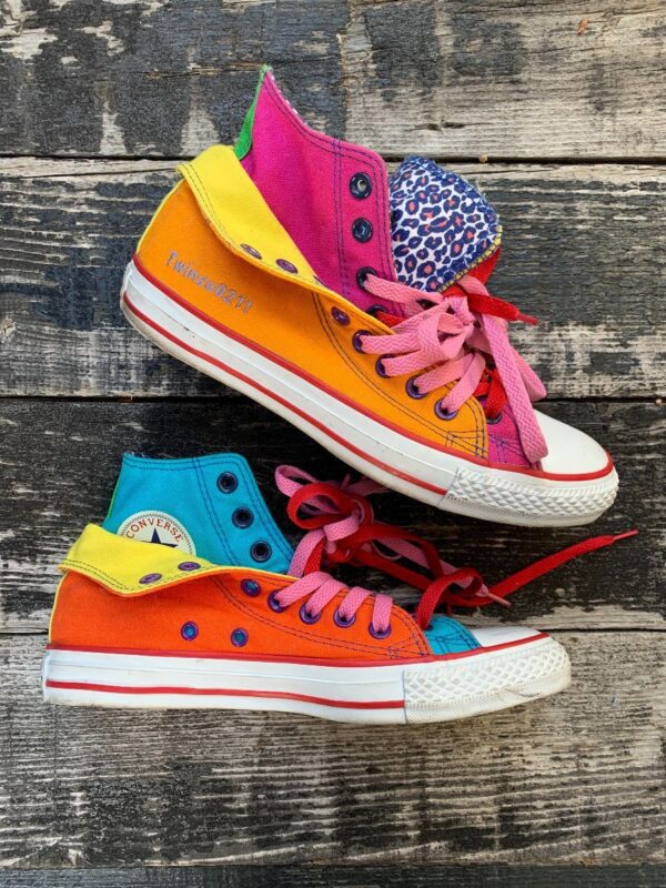 Rare & Amazing One Of A Kind Neon Color Block High Top Chuck Taylor ...