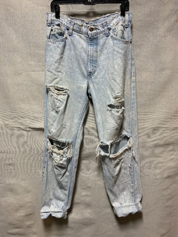 product details: AWESOME 1980S SHREDDED HIGH WAIST 550 LEVIS JEANS ORANGE TAB photo