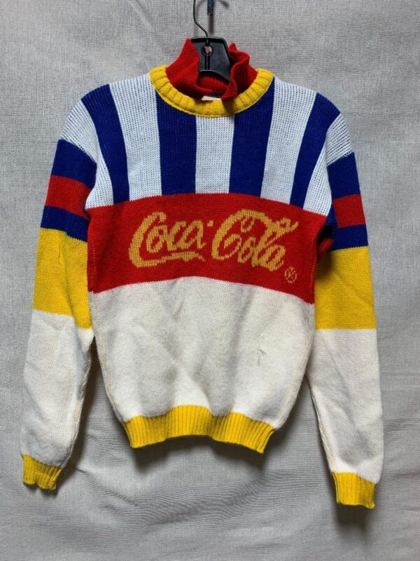product details: RETRO COLORBLOCK COCA-COLA KNIT SWEATER SMALL FIT AS-IS photo