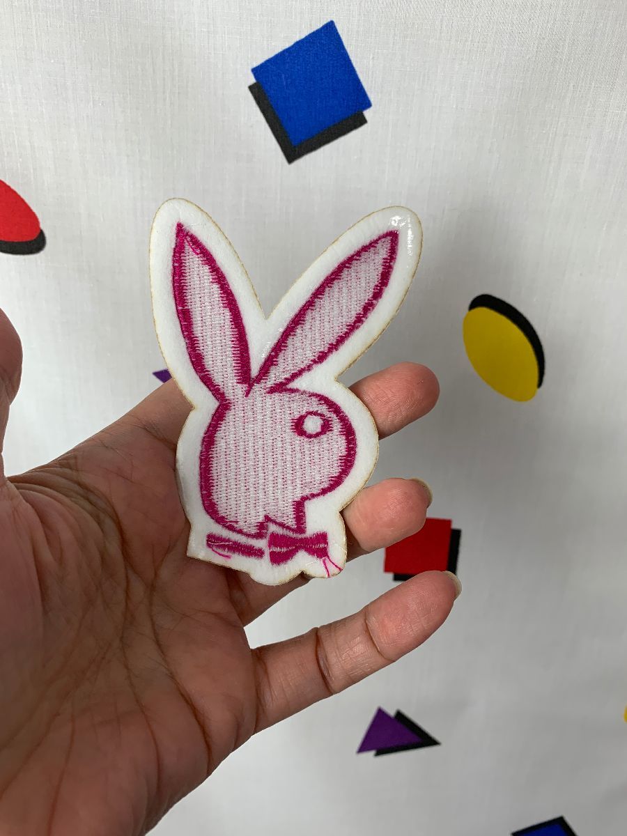 Pink Playboy Bunny Rabbit Colourful Iron on Sew on Embroidered Patch