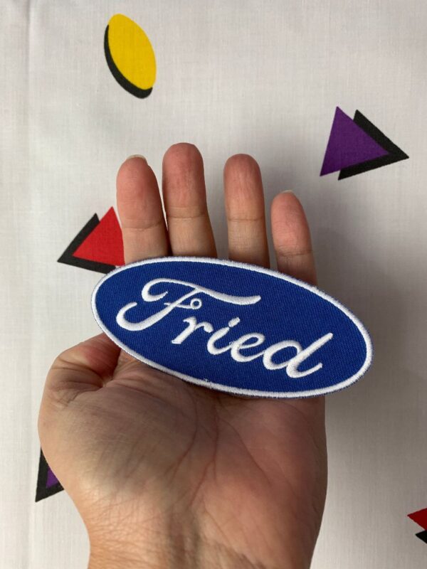 product details: FUNNY FRIED FORD LOGO PARODY EMBROIDERED PATCH photo
