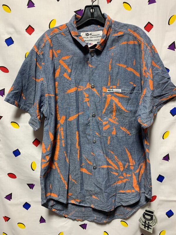 product details: DEADSTOCK SS BD 1 POCKET BAMBOO PAINTED PRINT CHAMBRAY photo
