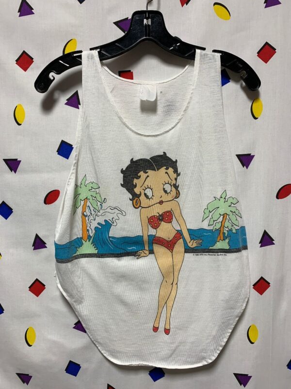 product details: RAD PAPER THIN COTTON BETTY BOOP TANK TOP SCOOP CUT photo