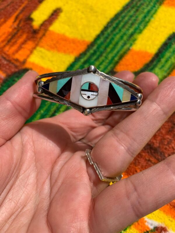 product details: MULTI STONE INLAY CUFF BRACELET ZUNI SUNFACE photo