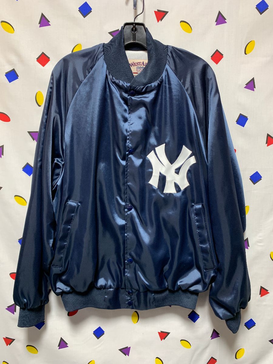 Mlb New York Yankees Satin Button Up Jacket As-is | Boardwalk Vintage