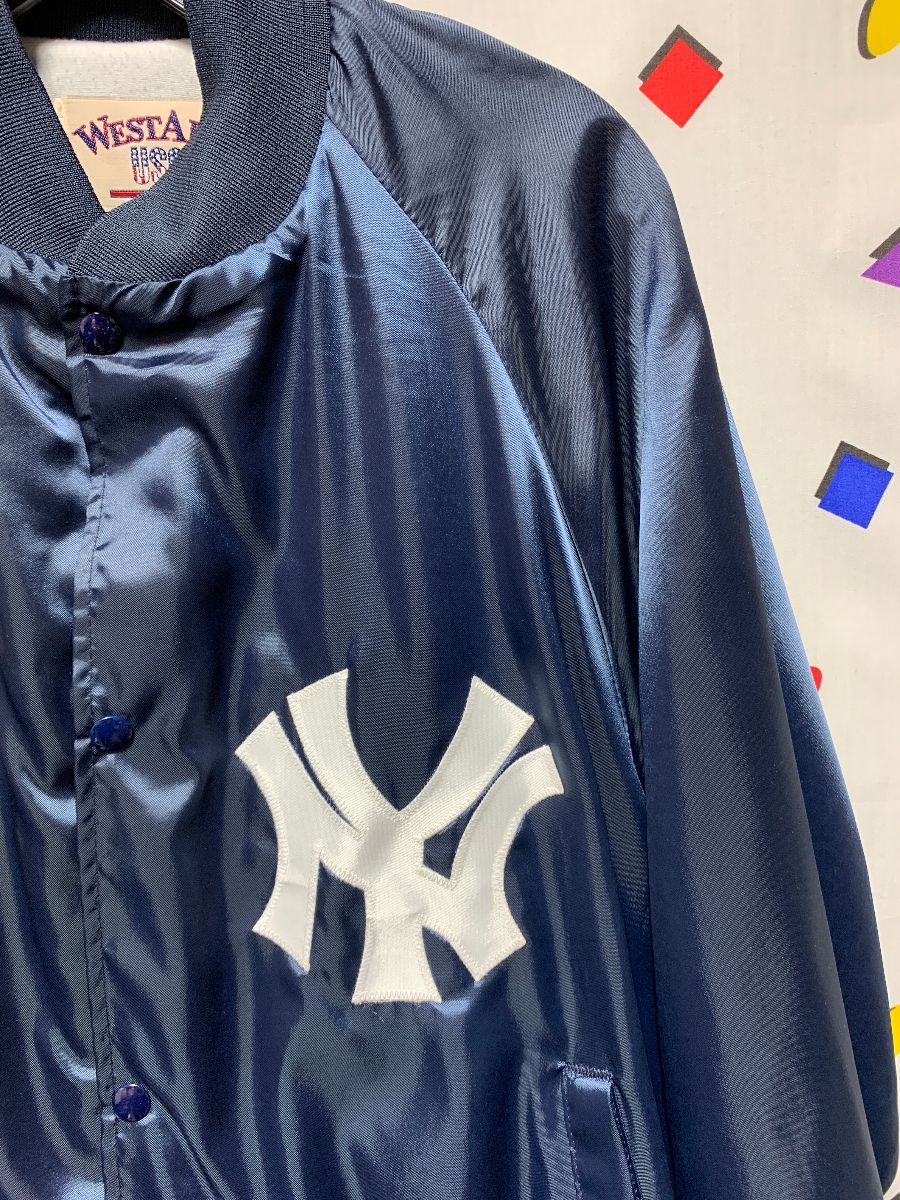 Mlb New York Yankees Satin Button Up Jacket As-is | Boardwalk Vintage