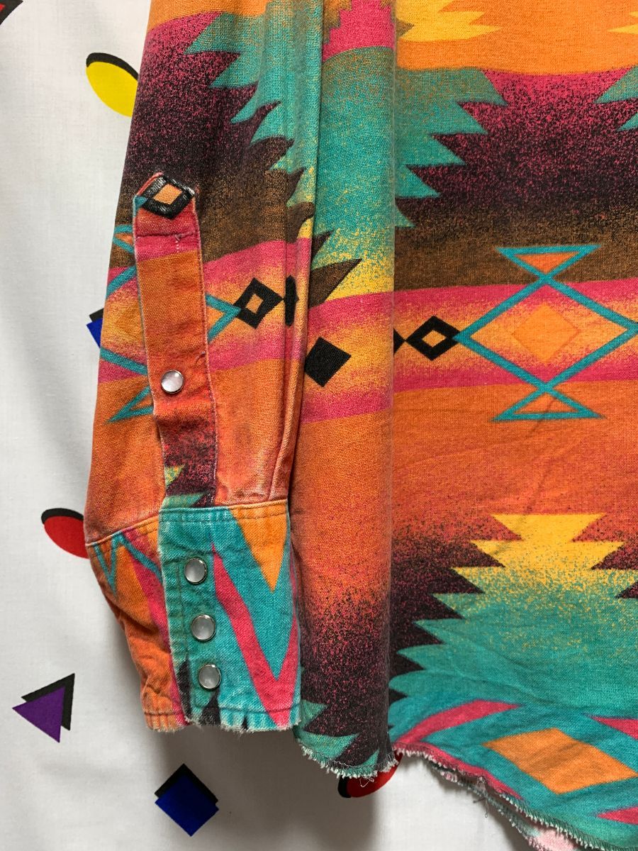 Rad Long Sleeve Funky Navajo Pattern Snap Button Up Shirt | Boardwalk ...
