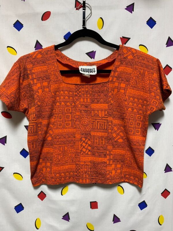 product details: ARCHITECTURAL PEN DRAWING PRINT BLOUSE PADDED SHOULDERS photo