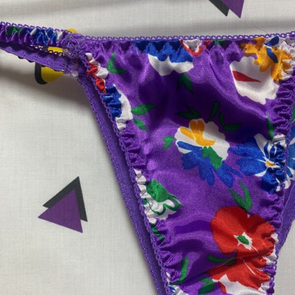 product details: 1980S SATIN FLORAL PRINTED THONG UNDERWEAR #SORRYNOTSORRY photo