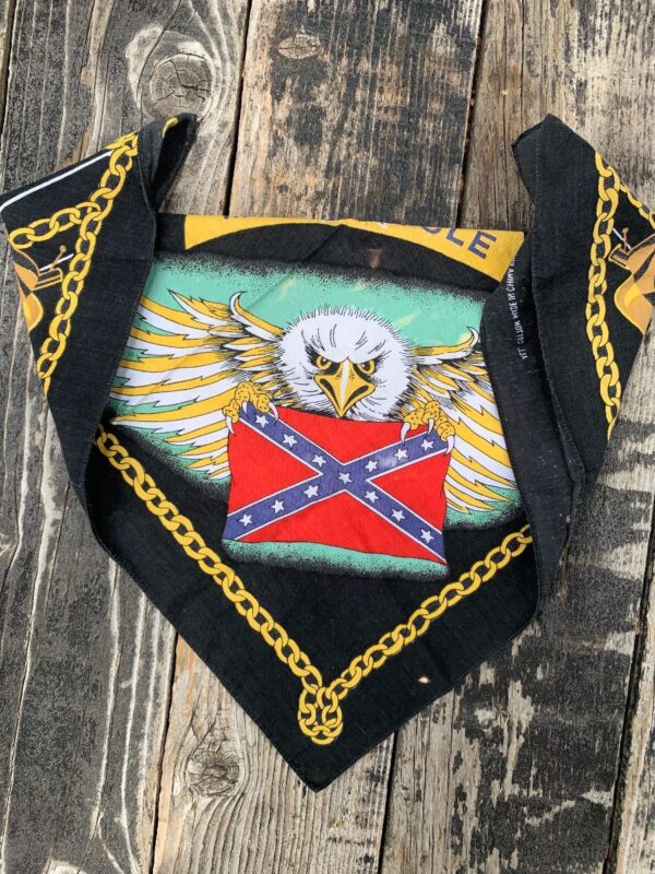 product details: AMERICAN MOTORCYCLE EAGLE CONFEDERATE FLAG COTTON BANDANA CHAIN BORDER photo