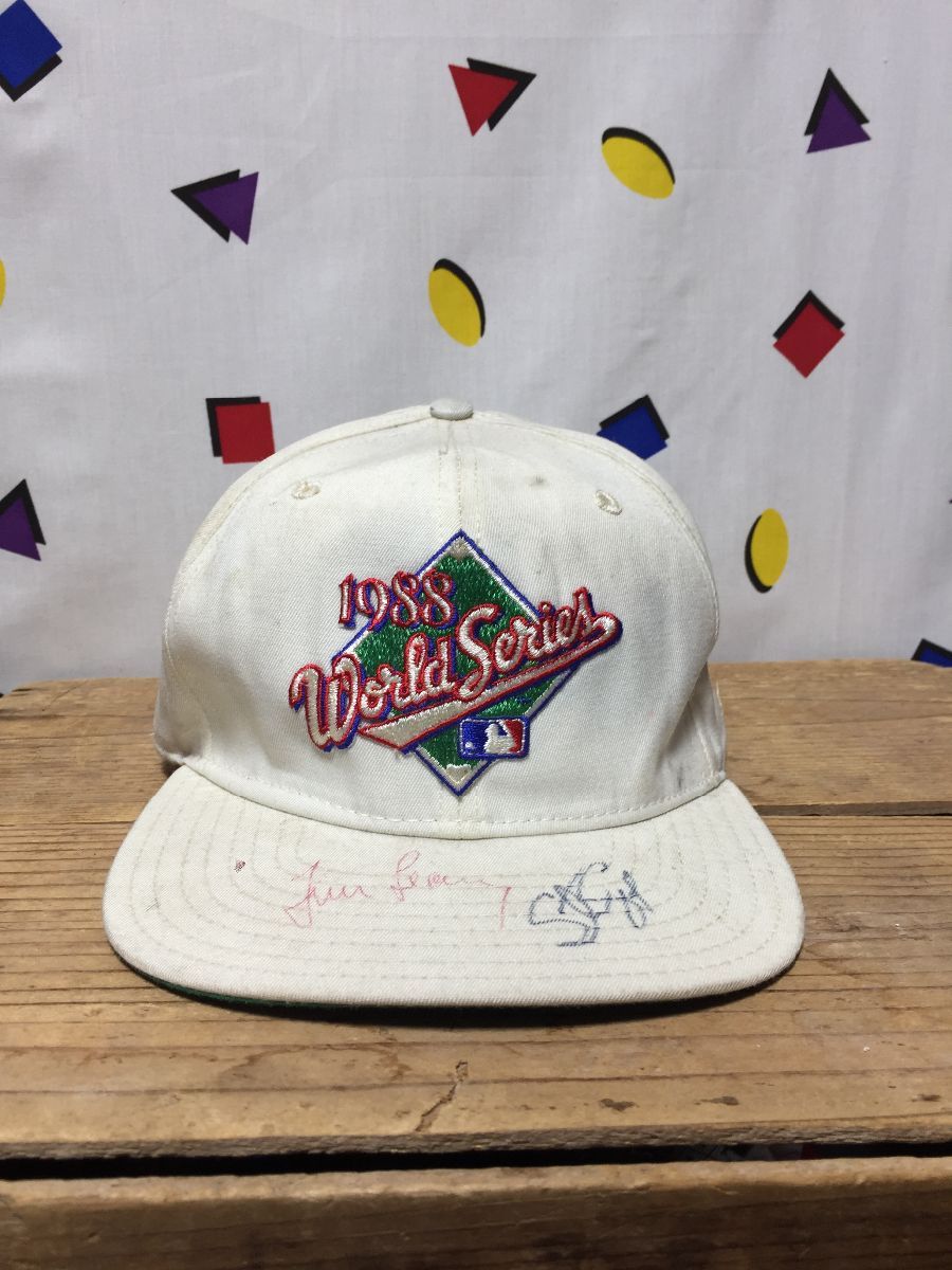 Distressed 1988 World Series Snapback Hat With Autographs As-is