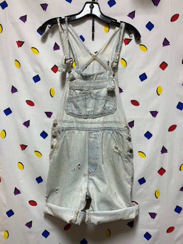 product details: EXTREMELY DISTRESSED GRUNGY DENIM OVERALLS SHORTS AS- IS photo
