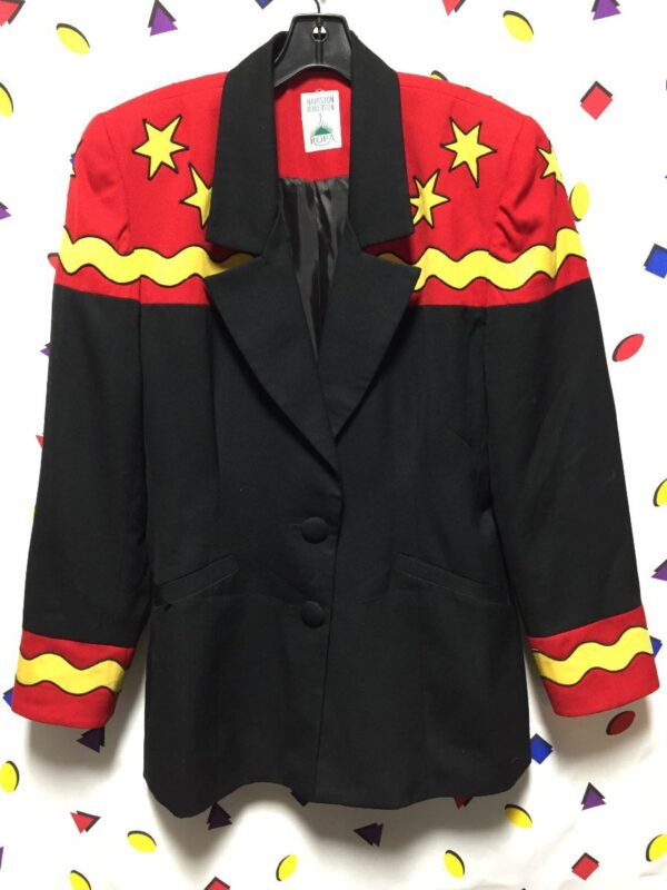 product details: INTERESTING VINTAGE SHOW PIECE BLAZER WITH EMBROIDERED STARS photo