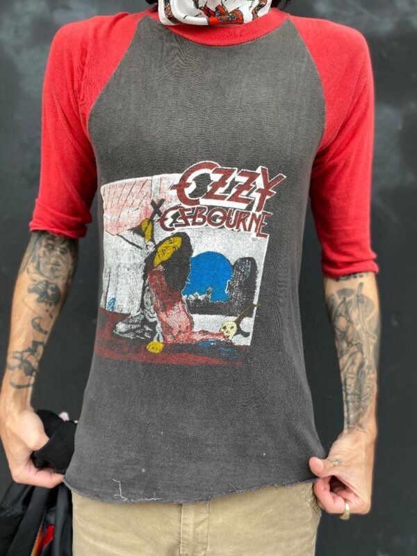 product details: VINTAGE 1981 OZZY OZBOURNE BLIZZARD OF OZZ BASEBALL RAGLAN TEE *AS IS photo
