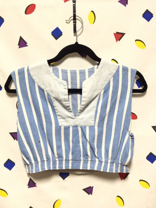 product details: RECONSTRUCTED SLEEVELESS CROPPED STRIPED TOP AS - IS photo