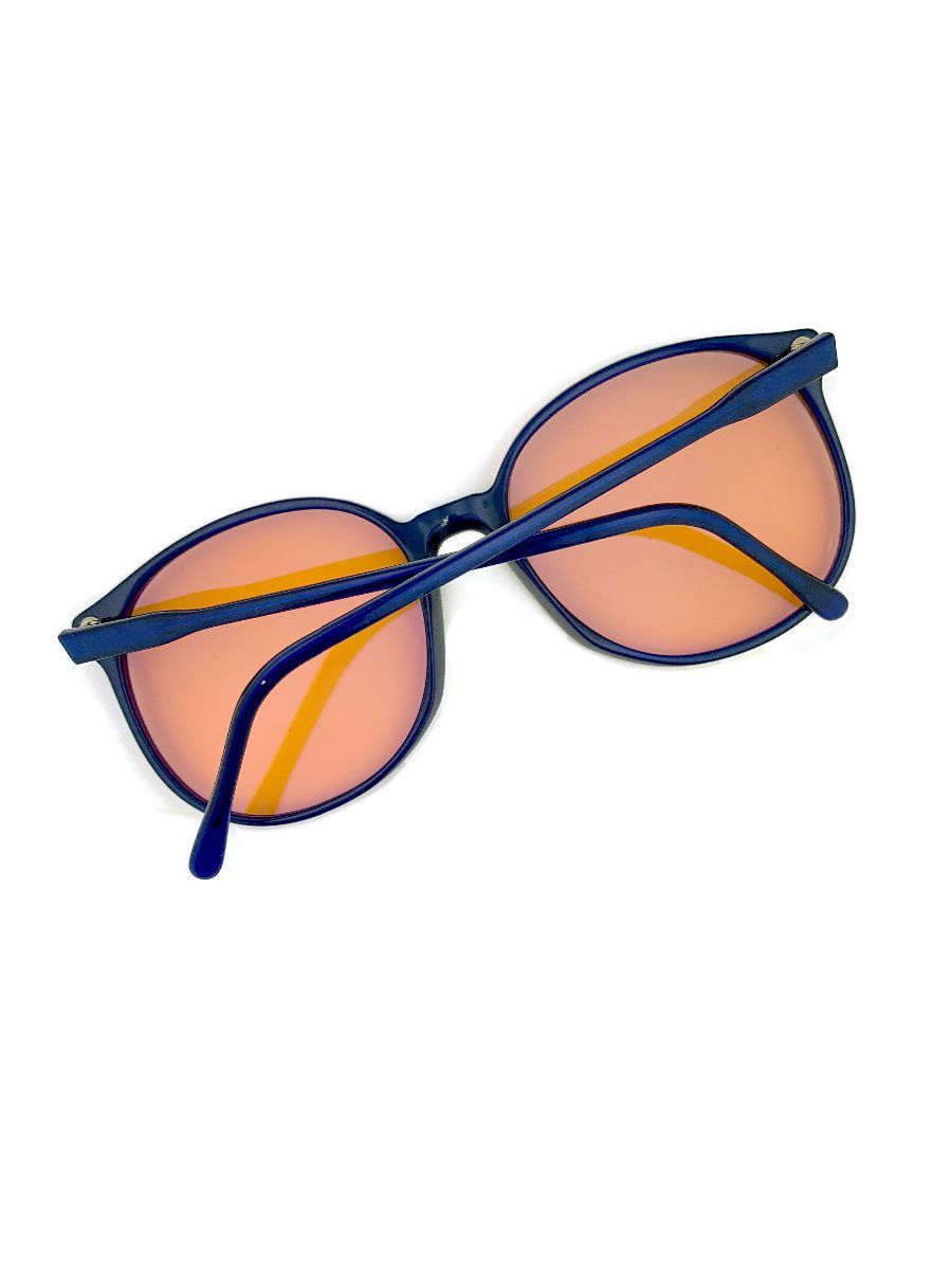 Rad Dark Blue 1980s Sunglasses With Custom Dip Dyed Sheer Orange Lenses ...