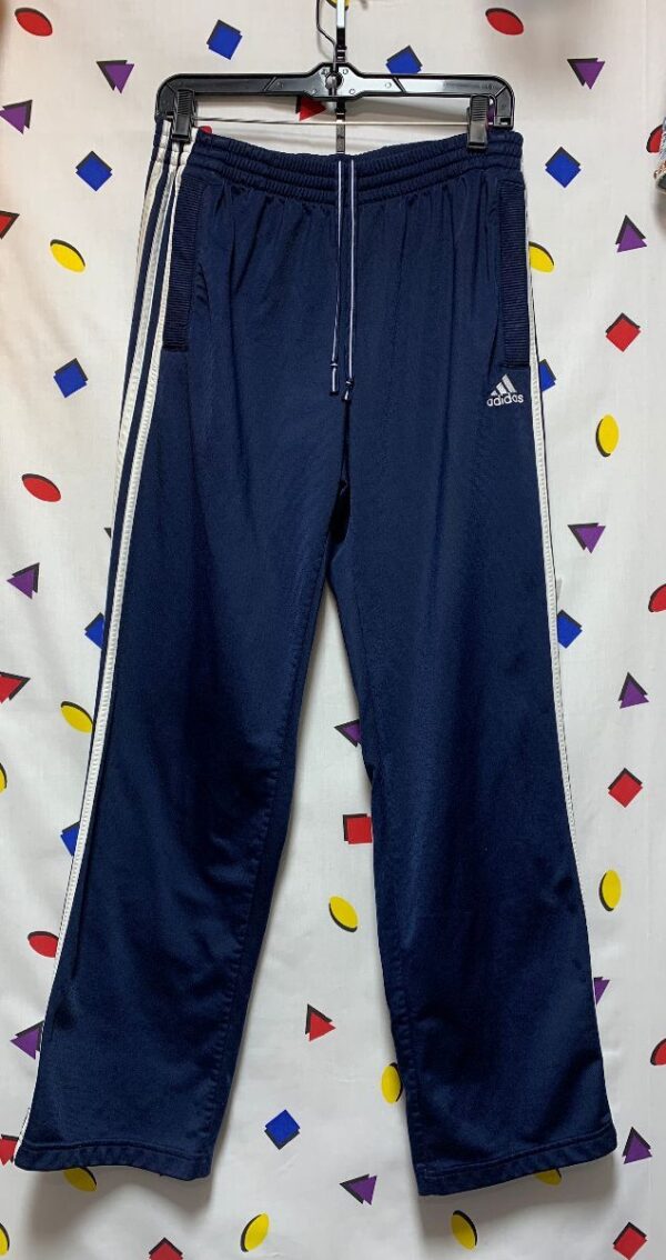 product details: ADIDAS SIDE-STRIPED TRACK PANTS FRONT POCKETS EMBROIDERED LOGO photo