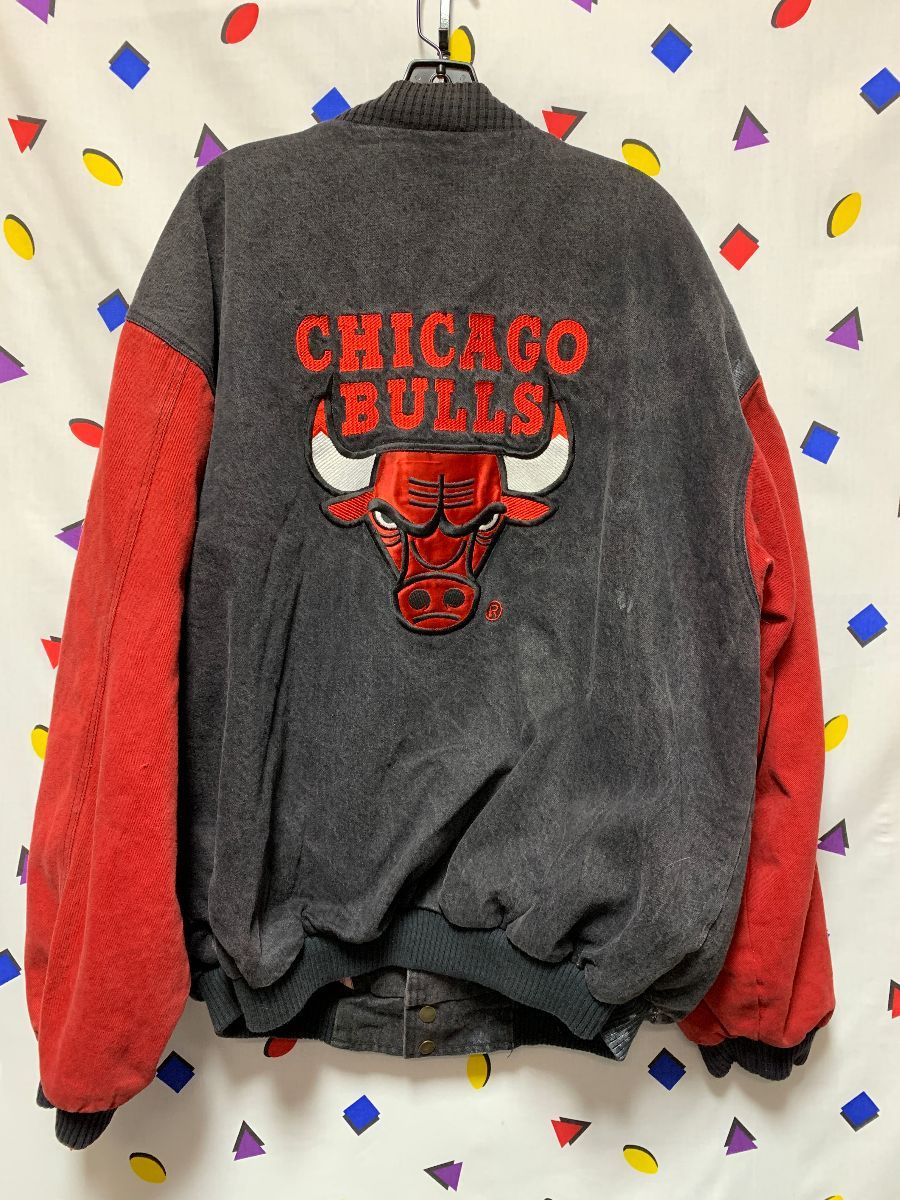 Chicago Bulls Denim Jacket W/team Design Printed Fabric