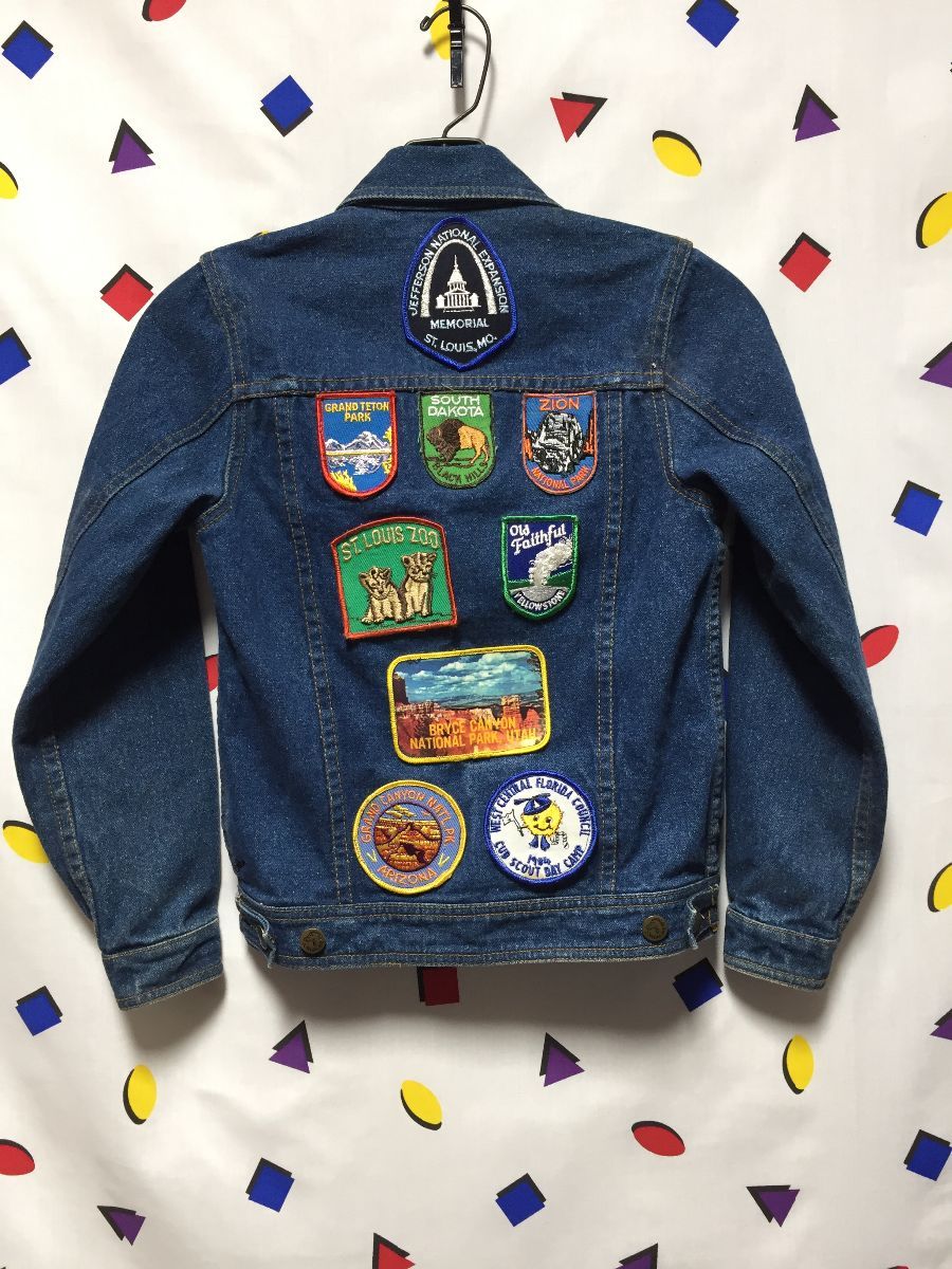 Kids Dark Wash Denim Trucker Jacket With Patches On Back As – Is ...