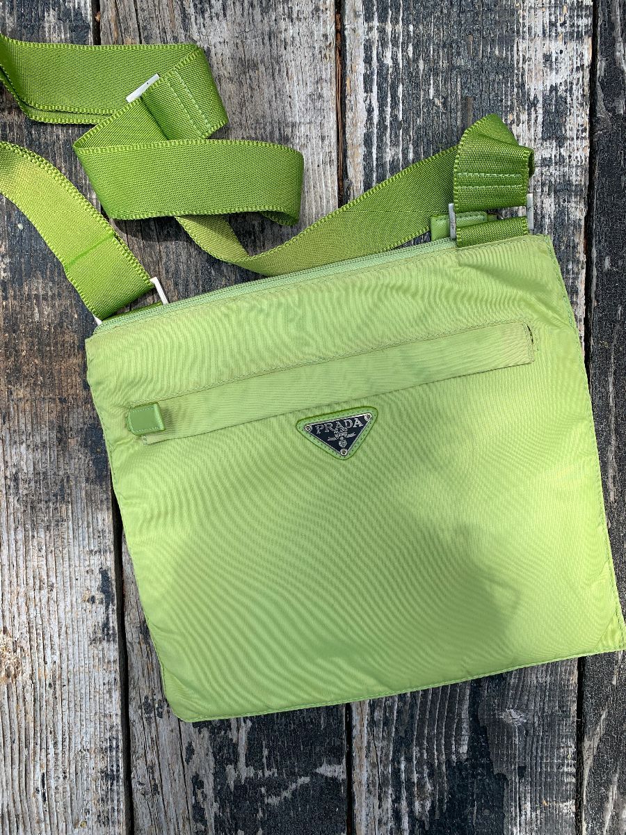 Prada Lime Green Nylon Shoulder Bag