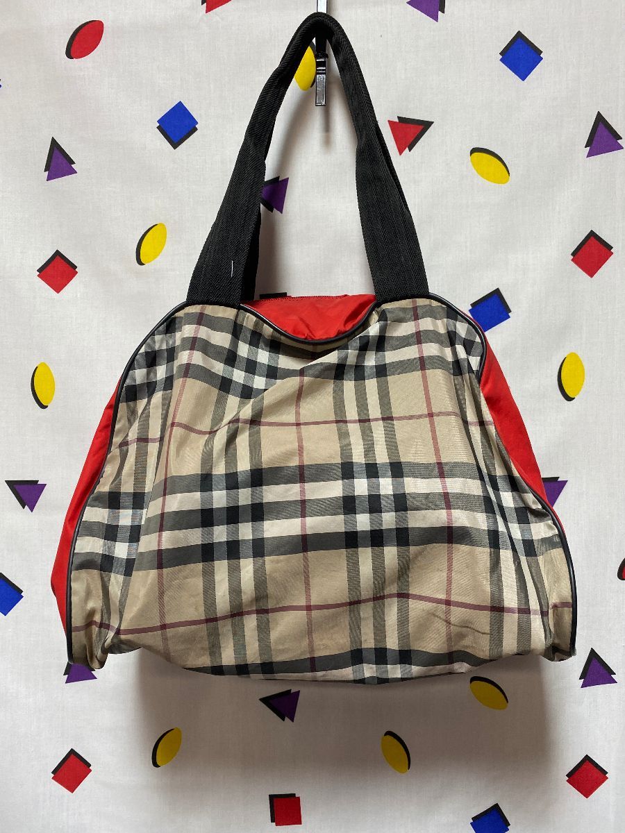 Small Plaid Nylon Mini Burberry Duffle Bag As-is | Boardwalk Vintage