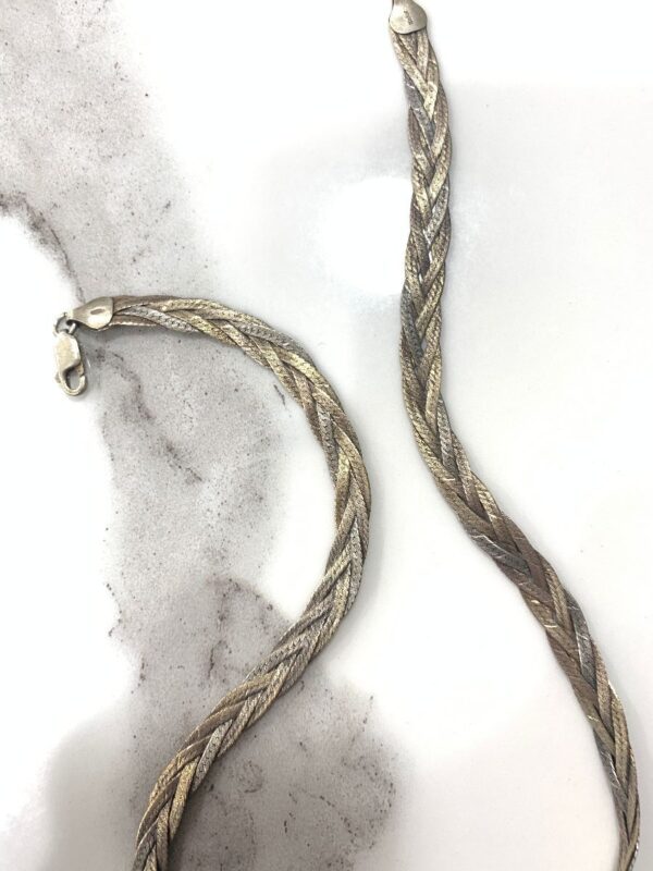 product details: TWO TONE BRAIDED CHAIN STERLING SILVER SERPENTINE NECKLACE photo