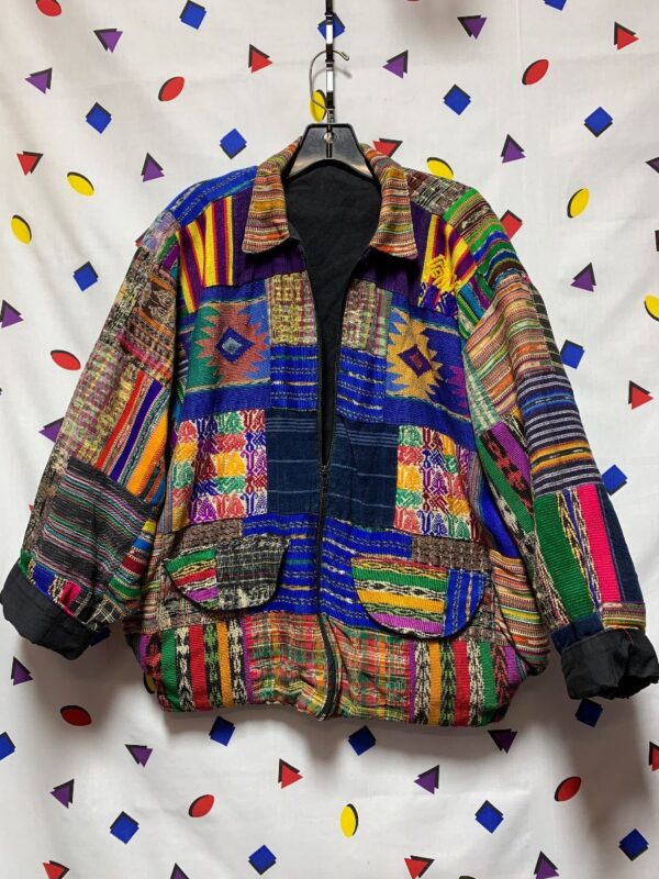 product details: 1990S GUATEMALAN STYLE TEXTILE PATCHWORK ZIPUP JACKET AS-IS photo