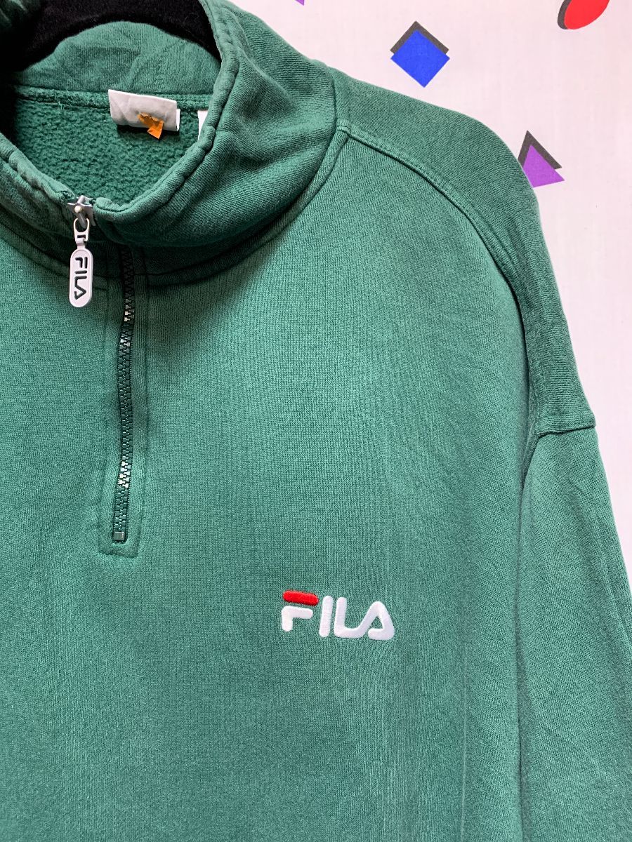 Classic Embroidered Fila Quarter Zip Pullover Sweatshirt | Boardwalk ...