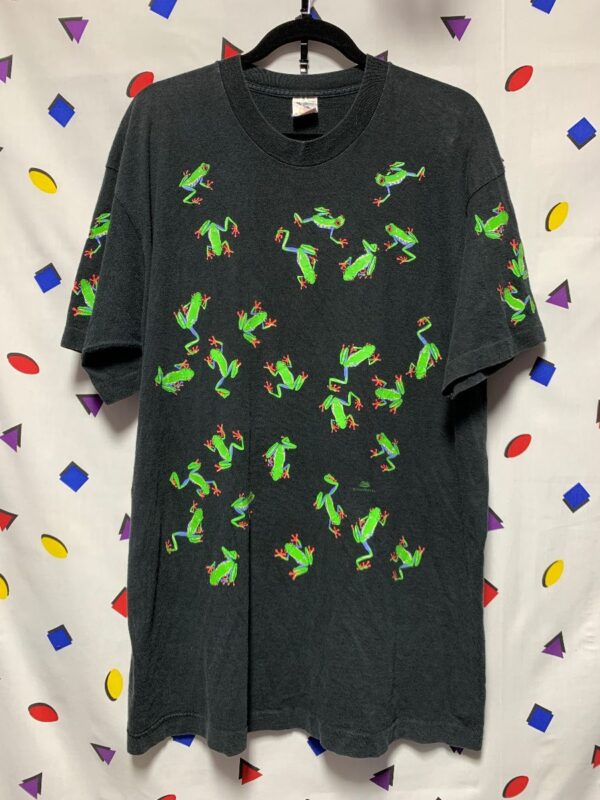 product details: TREE FROG T-SHIRT ALL-OVER PRINT DAN GILBERT DESIGN MADE IN USA photo